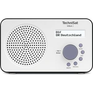 TechniSat Viola 2 – draagbare dab-radio (Dab+, FM, luidspreker, hoofdtelefoonaansluiting, display op 2 lijnen, bedieningsknop, klein, 1 watt RMS) wit/zwart