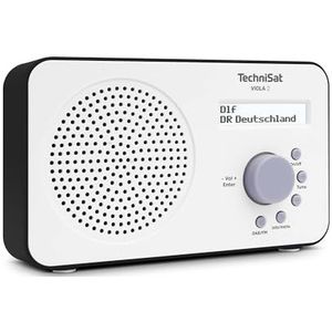 TechniSat VIOLA 2 - draagbare DAB-radio (DAB+, FM, luidspreker, koptelefoonaansluiting, tweeregelig display, knopbediening, klein, 1 Watt RMS) wit/zwart