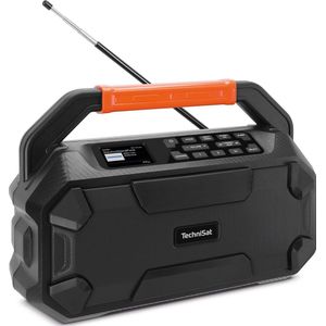 TechniSat DIGITRADIO 231 OD - DAB+ outdoor boombox met batterij (DAB/FM, AUX in Bluetooth, 18 V compatibel met Makita, Bosch Professional, DeWalt, 16 W stereo luidspreker