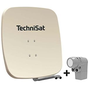 TechniSat SATMAN 65 PLUS - Satellietschotel voor 8 gebruikers (65 cm satellietschotel set, schotel met mastbeugel en UNYSAT Universal-Octo LNB in weersbestendige behuizing) beige