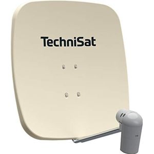 TechniSat SATMAN 65 Plus Satellietantenne voor 2 deelnemers (satellietspiegel 65 cm met masthouder en UNYSAT-Twin-LNB in weerbestendige box) beige