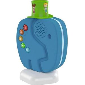 Technifant- voor kinderen een Draagbare MP3- Muziekspeler/Radio + nachtlampje met ontspannende muziek en WhiteNoise met Afspeelbare Audio-inhoud en Verwisselbare Hoed, Bluetooth, Batterij (Geen internet of abonnent nodig) Blauwe Olifant