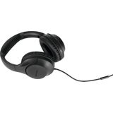 TechniSat STEREOMAN Set van 3 compacte hifi-hoofdtelefoon met gevoerde oorkussens van kunstleer, verstelbare lengte, opvouwbare oordopjes, besturingseenheid, microfoon, incl. zwart