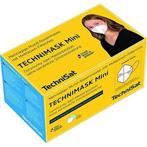 TechniSat TECHNIMASK Mini – community-masker voor kleine, smalle gezichten (mond- en neusbedekking, meerlaags masker van hoogwaardig vlies, Made in Germany) 5 stuks - patroon geruit