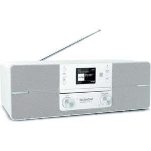 TechniSat DIGITRADIO 371 CD IR - Stereo internetradio (DAB+, FM, CD-speler, WLAN, Bluetooth, kleurendisplay, USB, AUX, hoofdtelefoonaansluiting, wekker, 10 watt, afstandsbediening) wit