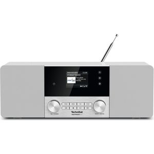 TechniSat DIGITRADIO 4 C digitale stereo radio (DAB+, FM, kleurendisplay, Bluetooth audiostreaming, hoofdtelefoonaansluiting, AUX-ingang, wekker, OLED-display, 20 watt RMS, Elac-luidsprekers) wit
