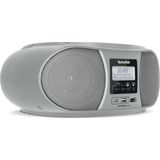 TechniSat DIGITRADIO 1990 – stereo boombox met DAB/FM-radio en cd-speler (Bluetooth-audiostreaming, hoofdtelefoonaansluiting, USB, AUX-ingang, oplaadfunctie, klok, 2 x 1,5 W) zilver