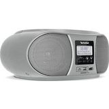 TechniSat DIGITRADIO 1990 - Stereo-Boombox mit DAB+/UKW-Radio und CD-Player (Bluetooth-Audiostreaming, Kopfhöreranschluss, USB, AUX in, Ladefunktion, Uhr, 2 x 1,5 Watt Ausgangsleistung) silber