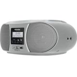 TechniSat DIGITRADIO 1990 - Stereo-boombox met DAB+/FM-radio en CD-speler (Bluetooth-audiostreaming, hoofdtelefoonaansluiting, USB, AUX in, oplaadfunctie, klok, 2 x 1,5 watt uitgangsvermogen) zilver