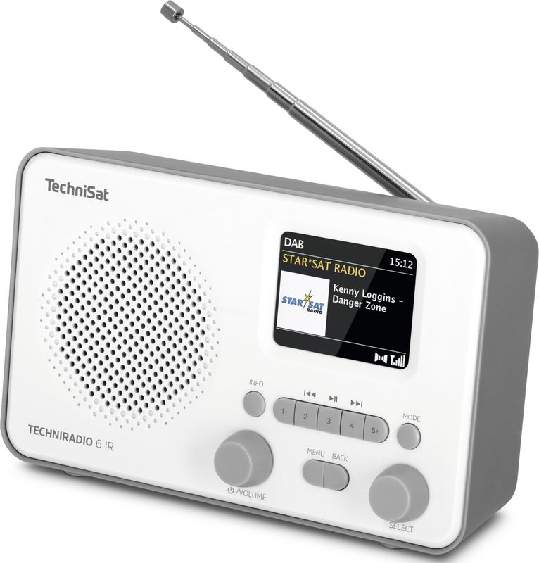 Techniradio 6 IR - Draagbare DAB+ en Internetradio - Wi-Fi - Bluetooth - Wit/Grijs