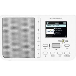 TechniSat STERNRADIO IR 2 – compacte internetradio (wifi, verwisselbare accu, kleurendisplay, instelbare snelkeuzetoetsen, slaapradiozender, wekker, slaaptimer, snooze, AUX, app-besturing) wit