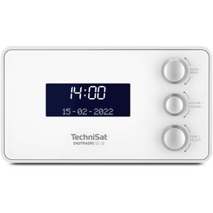 TechniSat DIGITRADIO 50 SE - radiowekker (DAB+/FM-tuner, dimbaar display, wekker met twee instelbare wektijden, snooze, slaaptimer, 1,5 watt, hoofdtelefoonaansluiting, USB-oplader) wit