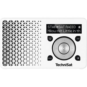 TechniSat DIGITRADIO 1 - Draagbare digitale radio met oplaadbare accu, DAB+, FM, luidsprekers, hoofdtelefoonaansluiting, voorkeurzenders, OLED-display, klein, 1 watt RMS, kleur: wit/zilver
