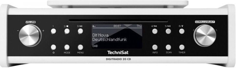 Technisat - Digitradio 20 CD - Wit - DAB+ Autoradio - Onderbouw Keukenradio