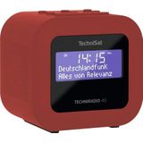 TechniSat TECHNIRADIO 40 - DAB+ Radiowekker (DAB, FM, wekker met twee instelbare wektijden, sleeptimer, snooze-functie, dimbaar LCD-display, USB-laadfunctie) rood