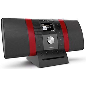 TechniSat MULTYRADIO 4.0 - Internetradio, WLAN, DAB+, FM, Alexa-spraakbesturing, Spotify, bluetooth, cd-speler, USB, kleurenscherm, muziekstreaming, 2x 10-watt stereo-luidspreker, kleur: zwart/rood