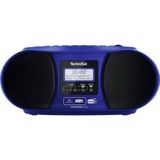 TechniSat DIGITRADIO 1990 – stereo boombox met DAB/FM-radio en cd-speler (Bluetooth-audiostreaming, hoofdtelefoonaansluiting, USB, AUX-ingang, oplaadfunctie, klok, 2 x 1,5 W) blauw