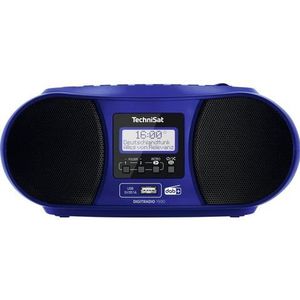 TechniSat DIGITRADIO 1990 – stereo boombox met DAB/FM-radio en cd-speler (Bluetooth-audiostreaming, hoofdtelefoonaansluiting, USB, AUX-ingang, oplaadfunctie, klok, 2 x 1,5 W) blauw