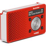 TechniSat DIGITRADIO 1 SWR3-Edition - DAB Radio (klein, draagbaar, met luidspreker, DAB+, FM, favorietengeheugen, directe keuzeknop naar SWR3, 1 Watt RMS) rood/zilver