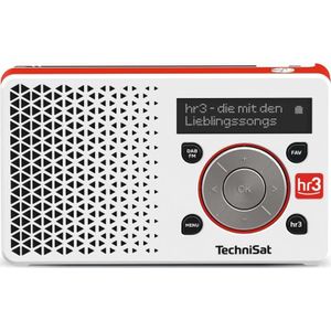 TechniSat DigitRadio 1 - Hr3 Editie - draagbare DAB-radio (DAB+, FM), Radio, Wit, Rood