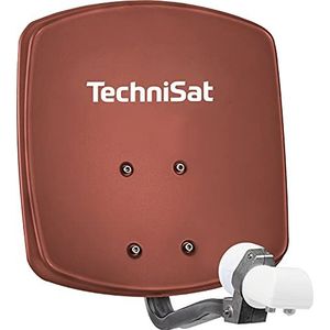 TechniSat DIGIDISH 33 Satellietkom voor 2 deelnemers (33 cm kleine satellietinstallatie - complete set met wandhouder en Universal Twin-LNB) rood