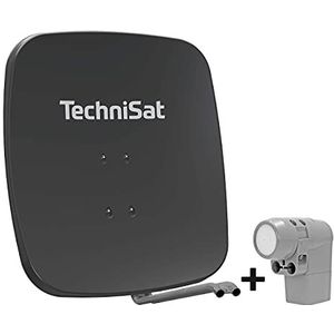 TechniSat SATMAN 65 PLUS - Satellietschotel voor 8 gebruikers (65 cm satellietschotel set, schotel met mastbeugel en UNYSAT Universal-Octo LNB in weersbestendige behuizing) grijs