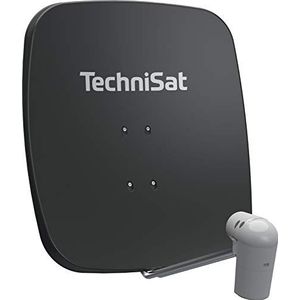 TechniSat SATMAN 65 Plus - Parabolische antenne voor 2 abonnees (65 cm satellietspiegel met masthouder en UNYSAT-Twin-LNB in weerbestendige behuizing) grijs