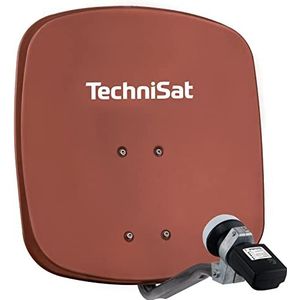 TechniSat DIGIDISH 45 - Parabolische antenne voor 1 abonnee (kleine 45 cm satellietinstallatie - complete set met wandhouder en satellietzoeker V/H-LNB) rood