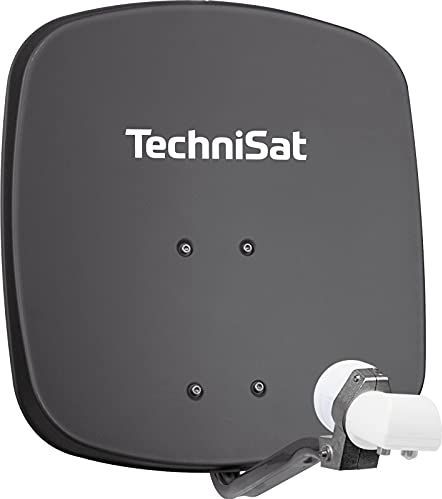 TechniSat DIGIDISH 45 - Satellietschotel voor 2 deelnemers (45 cm klein satellietsysteem - complete set met muurbeugel en universele dubbele LNB) grijs