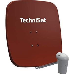TechniSat SATMAN 65 Plus - Parabolische antenne voor 2 abonnees (65 cm satellietspiegel met masthouder en UNYSAT-Twin-LNB in weerbestendige behuizing) rood