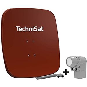 TechniSat SATMAN 65 Plus parabolische antenne voor 4 abonnees (65 cm spiegel met masthouder en UNYSAT Universal-Quattro-Switch LNB in weerbestendige behuizing) rood