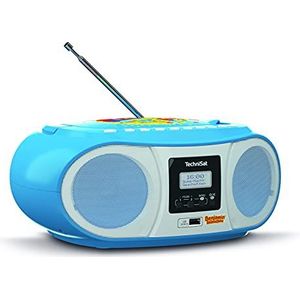 TechniSat DIGITRADIO 1990 Benjamin Blümchen Edition Stereo Boombox met DAB+/FM-radio en cd-speler (Bluetooth audio streaming, hoofdtelefoonaansluiting, USB-aansluiting, oplaadfunctie, AUX-ingang, draaggreep, 3W) blauw