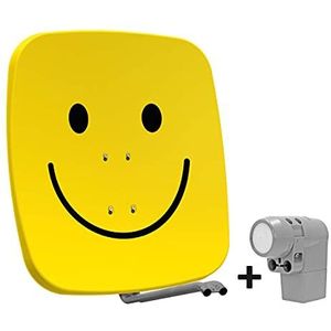 TechniSat SATMAN 65 PLUS - Satellietschotel voor 8 gebruikers (65 cm satellietschotel set, schotel met mastbeugel en UNYSAT Universal-Octo LNB in weersbestendige behuizing) smiley