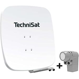 TechniSat SATMAN 65 PLUS - parabolische antenne voor 4 abonnees (65 cm spiegel met masthouder en UNYSAT Universal-Quattro-Switch LNB in weerbestendige behuizing) wit