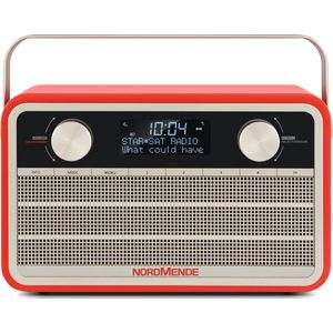 Nordmende Transita 120 draagbare DAB radio (DAB+, FM, 24 uur accu, aux in, wekker, 2 wektijden, slaaptimer, snooze-functie, hoofdtelefoonaansluiting) rood