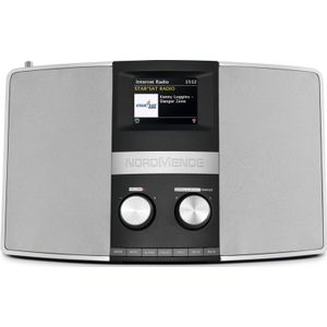 Nordmende Transita 400 Internetradio (Dab+, FM, stereo-radio, W-LAN, Spotify Connect, Bluetooth-audiostreaming, NFC, kleurendisplay, wekker, hoofdtelefoonaansluiting, 2 x 10 W, AUX-in) zwart/zilver