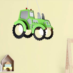 Elobra Plafondlamp tractorlamp tractor voor jongens kinderkamer hanglamp kinderlamp met E27-fitting, groen, LED