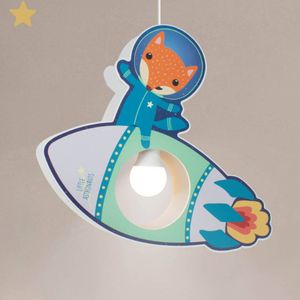 Elobra hanglamp Little Astronauts raket hanglamp, hout, blauw, mint