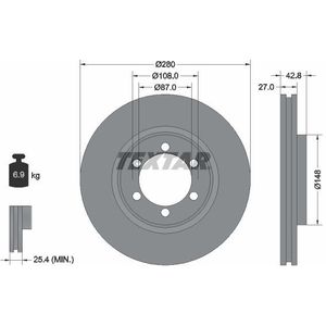Remschijf Hyundai Textar 92136503