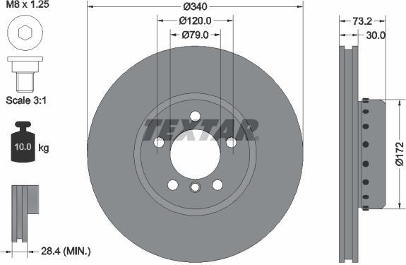 TEXTAR Remschijf BMW 92264925 6792223,98200264901PRO,34116792223 Remschijven