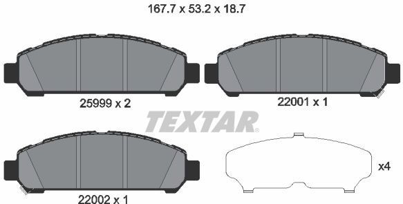 TEXTAR Remblokkenset TOYOTA 2599901 2599918715,8509D1401,044650T010