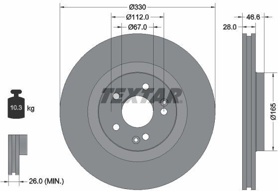 TEXTAR Remschijf MERCEDES-BENZ 92151005 2034210412,A2034210412,98200151001PRO Remschijven