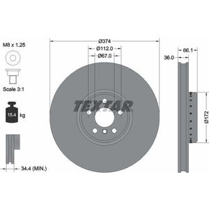 TEXTAR Remschijf BMW 92290225 6875284,6880078,34106875284 Remschijven 34106880078