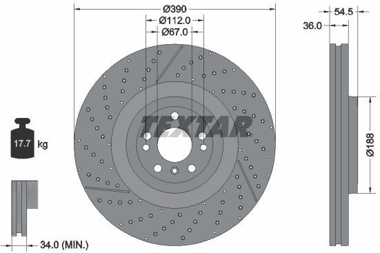 TEXTAR Remschijf MERCEDES-BENZ 92337005 1664210512,A1664210512 Remschijven