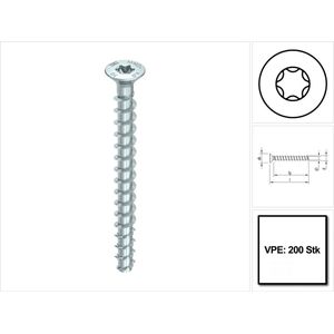 Multimonti+ Schroefanker-F Pk Tx 5X40 Verz - 200 Stuks