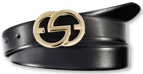 Silbergift Koppelgürtel, grafische Schließe goldfarben