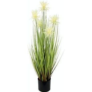 Flair Flower Protea 020906W in grasstruik in pot - naaldkussen - struik - decoratief oevergras - kunstgras - groene plant - solitair gras - wit - 68 cm
