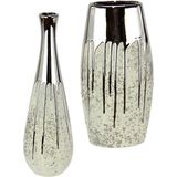 Keramiek - Vaas - Wit en Zilver - Modern Ontwerp