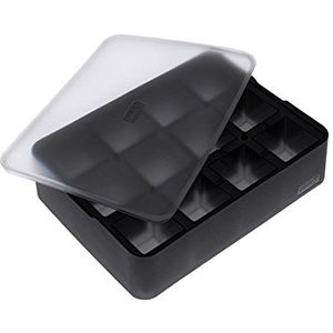 Lurch 240710 ijsblokjesvorm, 100% platina-siliconen, BPA-vrij, met deksel voor 12 ijsblokjes (4 x 4 cm), zwart