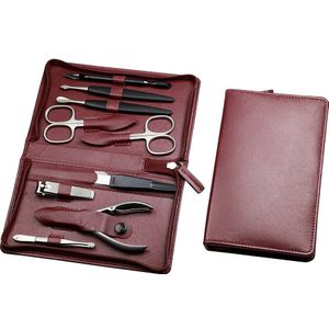 Manicure-etui, nappa-rundleer bordeaux, roestvrij 1 Stk.